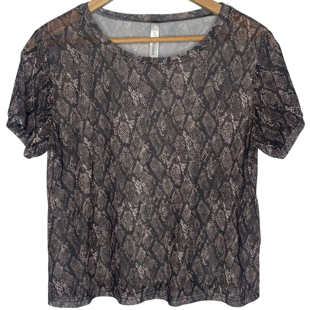 NWOT Sheer Snakeskin Crop Top